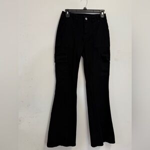 Rachel Paige black boot cut cargo pocket pants 98% cotton